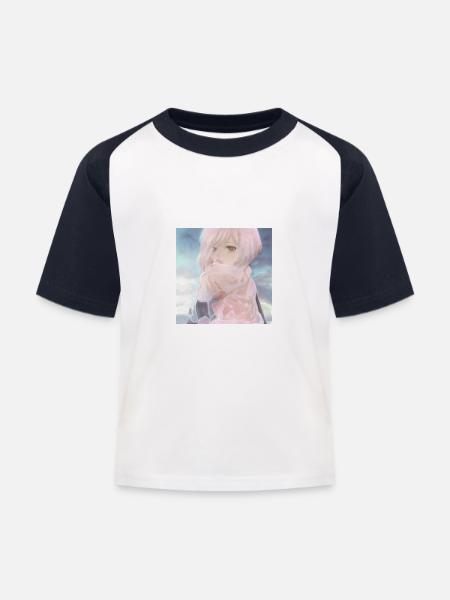 Anime - Kinder Baseball T-Shirt - Weiß/Navy