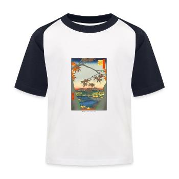 Japanische Kunst Hiroshige - Kinder Baseball T-Shirt - Weiß/Navy - Vorne