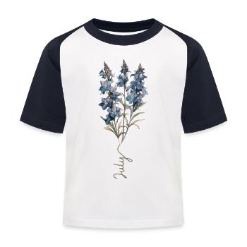 Design floral bleu et blanc - T-shirt baseball Enfant - blanc/marine - Devant