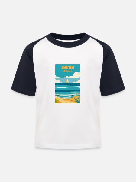 Amrum - Kinder Baseball T-Shirt - Weiß/Navy