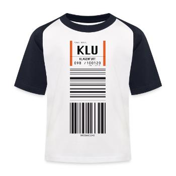 Flughafen Klagenfurt - KLU - Kinder Baseball T-Shirt - Weiß/Navy - Vorne