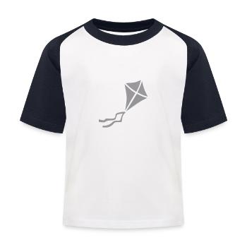 Drachen grau - Kinder Baseball T-Shirt - Weiß/Navy - Vorne