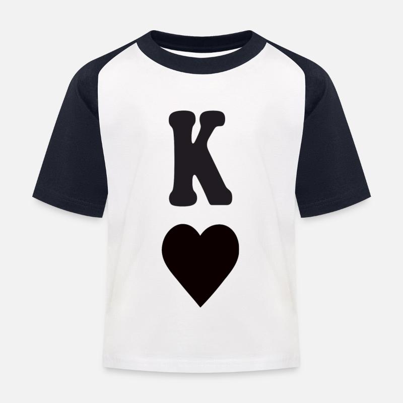 König Herz - Kinder Baseball T-Shirt - Weiß/Navy