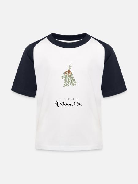 Frohe Weihnachten Mistelzweig - Kinder Baseball T-Shirt - Weiß/Navy