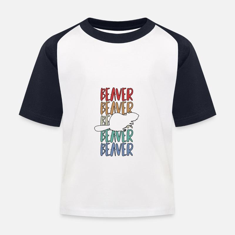 Biber - Kinder Baseball T-Shirt - Weiß/Navy