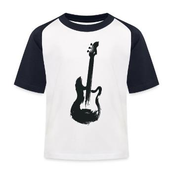 chitarra elettrica - Maglietta da baseball per bambini - bianco/navy - Fronte