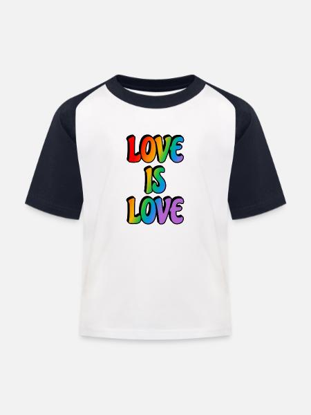 Liebe ist Liebe Regenbogenflagge LGBT Pride Monat - Kinder Baseball T-Shirt - Weiß/Navy