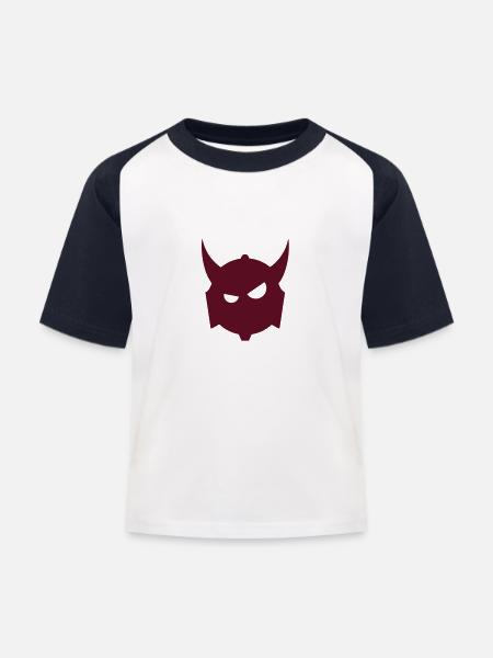 Teufelskopf/ devils head (1c) - Kinder Baseball T-Shirt - Weiß/Navy