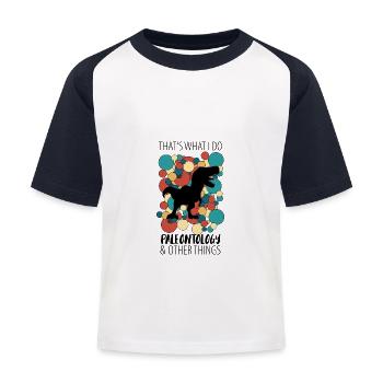 Paléontologie Dinosaures - T-shirt baseball Enfant - blanc/marine - Devant