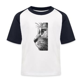 Visage du chat - T-shirt baseball Enfant - blanc/marine - Devant