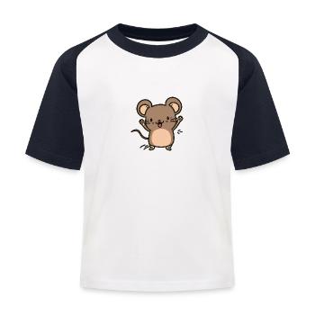 Kawaii mouse, for cute mice - Kids' Baseball T-Shirt - white/navy - Front