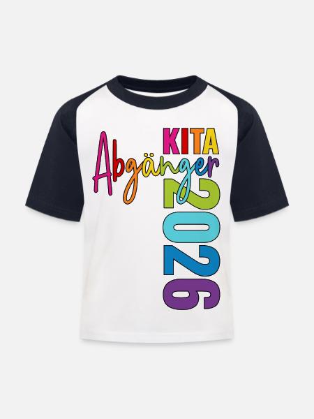 Kita Abgänger 2026  - Kinder Baseball T-Shirt - Weiß/Navy