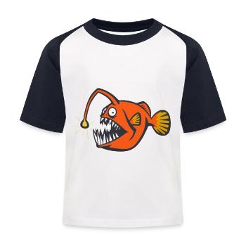 Tiefsee Anglerfisch Gruseliger Fisch - Kinder Baseball T-Shirt - Weiß/Navy - Vorne
