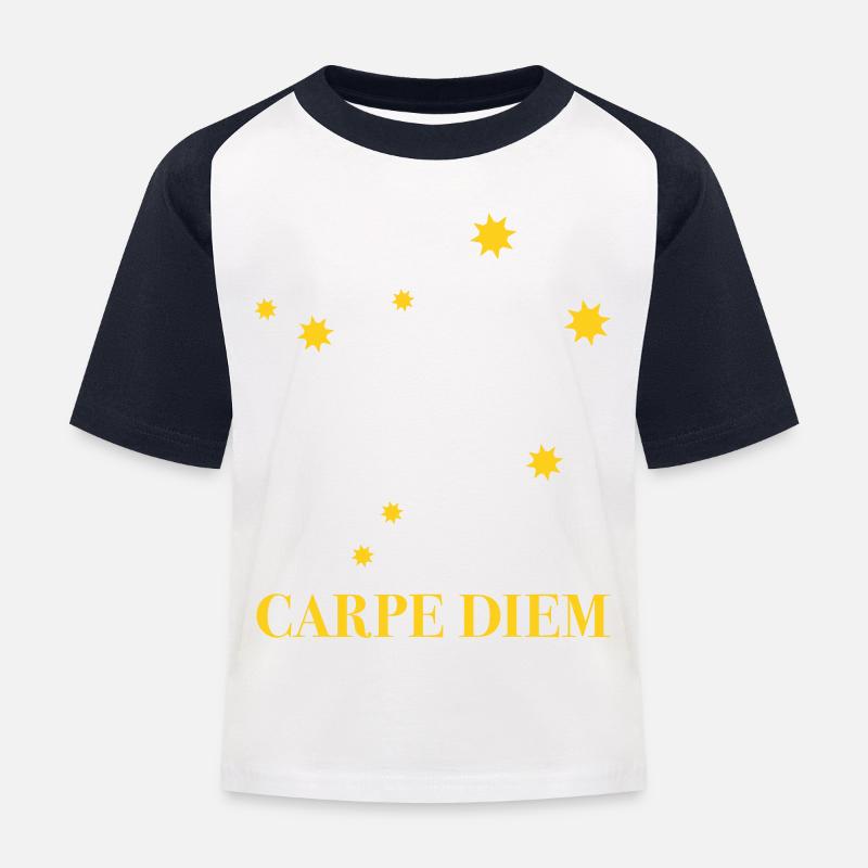 Carpe Diem used the day constellation Libra Libra Ode - Kids' Baseball T-Shirt - white/navy