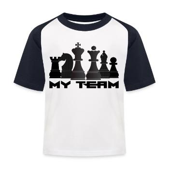 Schach - Kinder Baseball T-Shirt - Weiß/Navy - Vorne