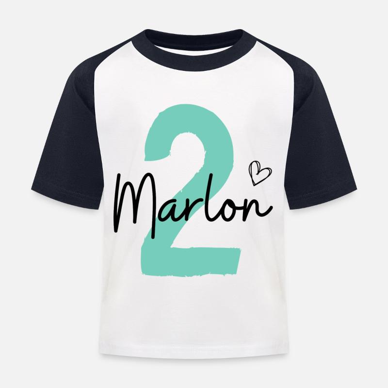Marlon 2 - Kinder Baseball T-Shirt - Weiß/Navy
