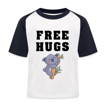 Free Hugs Cute Koala Fashion Design - Kinder Baseball T-Shirt - Weiß/Navy - Vorne