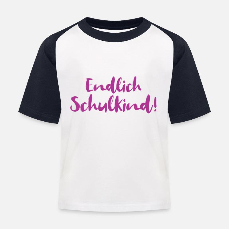 Endlich Schulkind - Kinder Baseball T-Shirt - Weiß/Navy