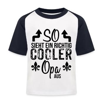 Opa - Kinder Baseball T-Shirt - Weiß/Navy - Vorne
