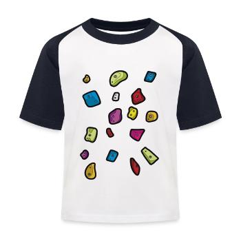 Boulder Bouldern Klettern Griffe Kletterhalle - Kinder Baseball T-Shirt - Weiß/Navy - Vorne
