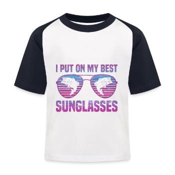 Pêche pêche poisson lunettes de soleil cadeau pêcheur - T-shirt baseball Enfant - blanc/marine - Devant