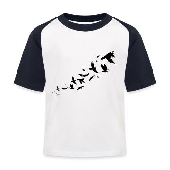 Vintage VOGEL SCHWARM - Kinder Baseball T-Shirt - Weiß/Navy - Vorne