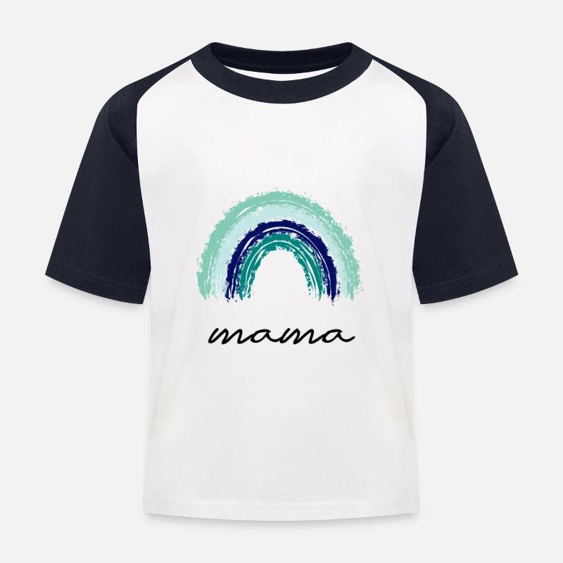 Mama - Kinder Baseball T-Shirt - Weiß/Navy