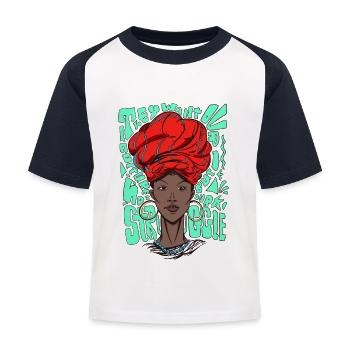 Culture de la femme noire - T-shirt baseball Enfant - blanc/marine - Devant