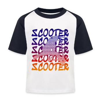 Stunt Scooter - Kinder Baseball T-Shirt - Weiß/Navy - Vorne