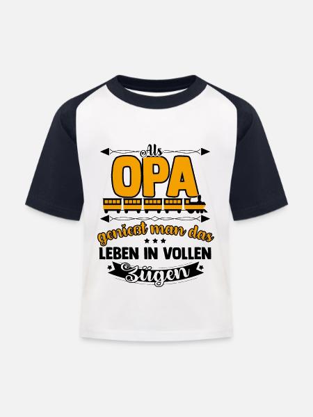 Modelleisenbahn - Kinder Baseball T-Shirt - Weiß/Navy