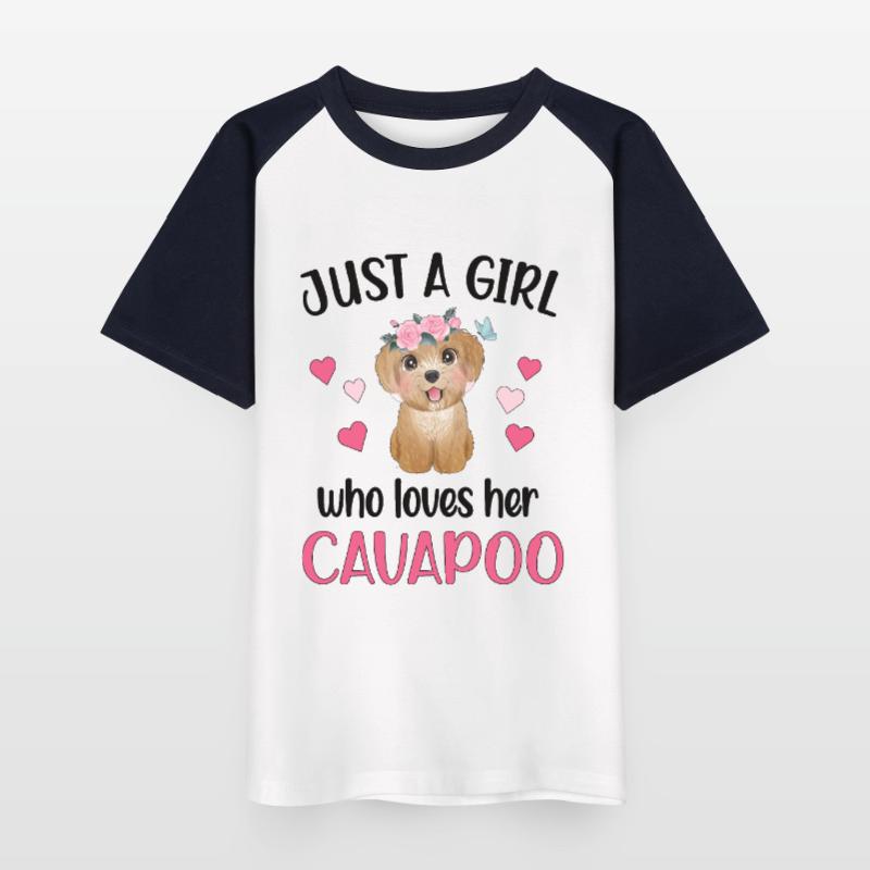 Cavapoo fille Cavoodle Dame de chien Cavapoo Mignon T-shirt baseball Enfant