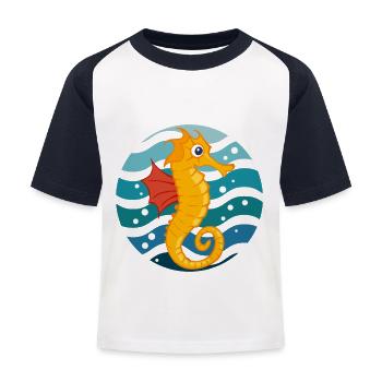Mignon hippocampe Natation Test Nageur d’eau - T-shirt baseball Enfant - blanc/marine - Devant