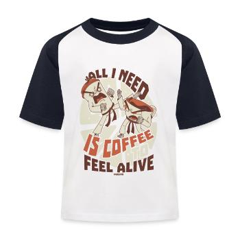 Kaffee - Kinder Baseball T-Shirt - Weiß/Navy - Vorne
