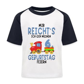 6. Geburtstag Geburtstagsgeschenk mit Eisenbahn - Kinder Baseball T-Shirt - Weiß/Navy - Vorne