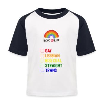Fier pour la vie Gay Lesbienne Humaine - T-shirt baseball Enfant - blanc/marine - Devant