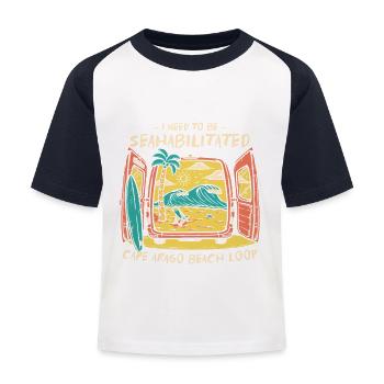 J’ai besoin d’être séahabilité Cape Arago Beach Loop - T-shirt baseball Enfant - blanc/marine - Devant