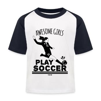 Unglaubliche Mädchen spielen Fußball - Kinder Baseball T-Shirt - Weiß/Navy - Vorne