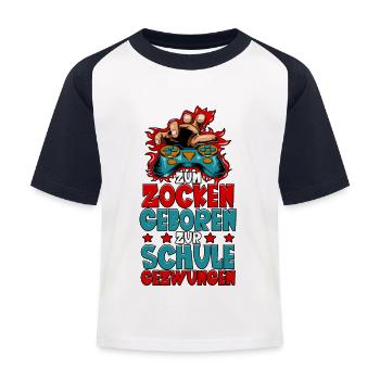 Jeux de hasard Né à l’école - T-shirt baseball Enfant - blanc/marine - Devant