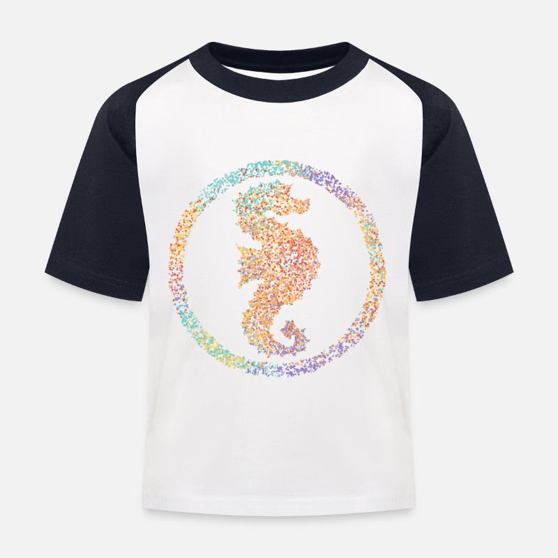 Seepferdchen Schwimmabzeichen Schwimmschule - Kinder Baseball T-Shirt - Weiß/Navy