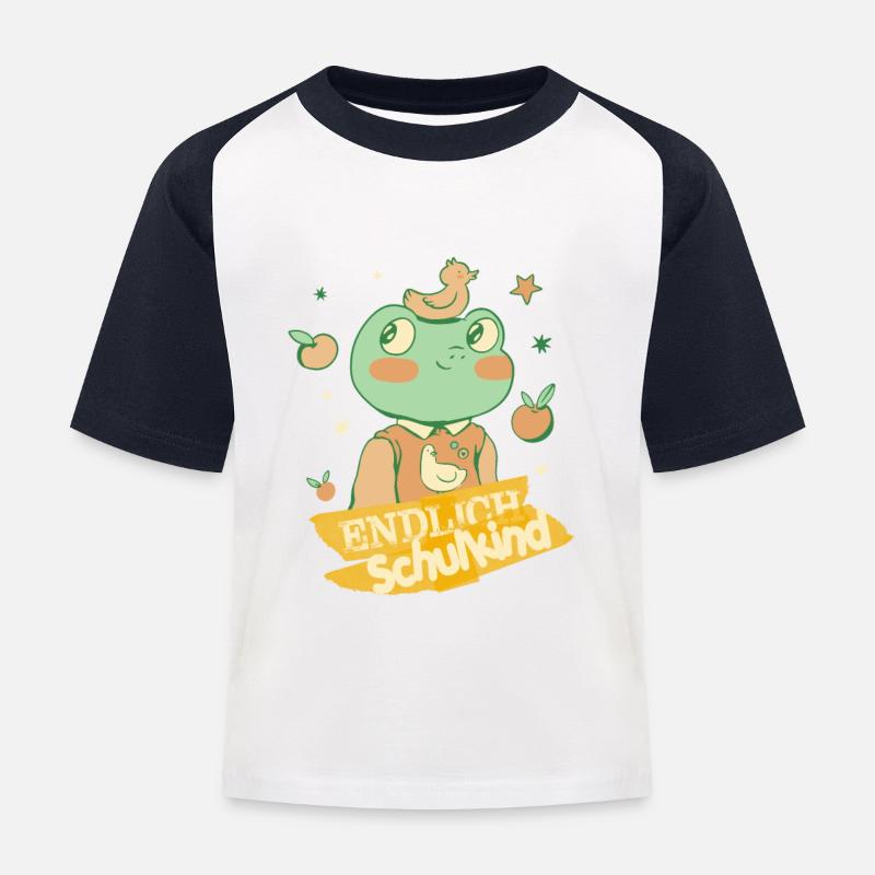 Endlich Schulkind, Einschulung - Kinder Baseball T-Shirt - Weiß/Navy