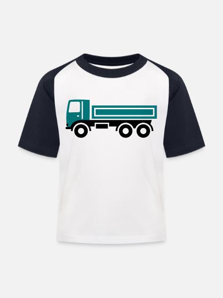 LKW, Kipper - Kinder Baseball T-Shirt - Weiß/Navy
