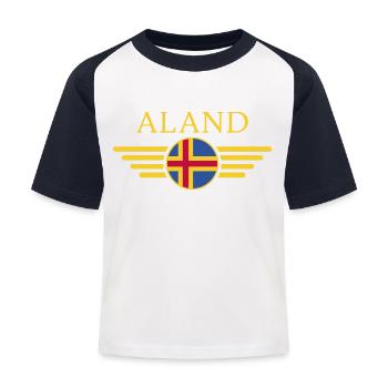 Ich liebe Åland, Eleganz Stil Design T-Shirt - Kinder Baseball T-Shirt - Weiß/Navy - Vorne