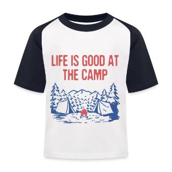 La vie est belle au camp Citation motivationnelle - T-shirt baseball Enfant - blanc/marine - Devant