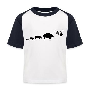 pig_evolution - Kinder Baseball T-Shirt - Weiß/Navy - Vorne