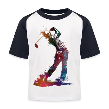 Golf player sport #golf #sport - Kids' Baseball T-Shirt - white/navy - Front