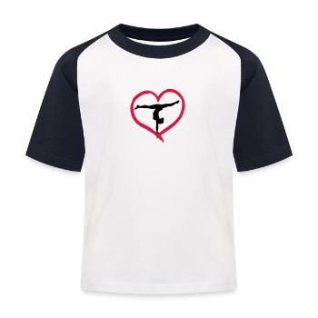 Turnern Herz mit Turnerin - Kinder Baseball T-Shirt - Weiß/Navy - Vorne