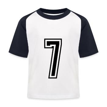 7 Number number - Kids' Baseball T-Shirt - white/navy - Front