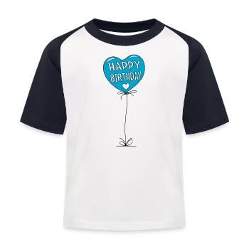 Ballon Joyeux anniversaire Turkis - T-shirt baseball Enfant - blanc/marine - Devant