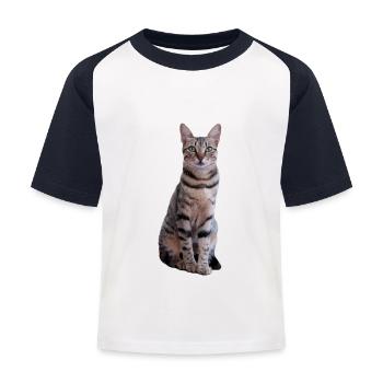 Katze Kätzchen Tigerkatze Katzenshirt Geschenk - Kinder Baseball T-Shirt - Weiß/Navy - Vorne