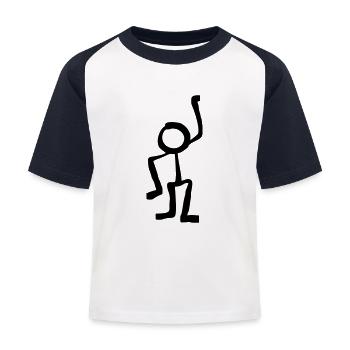 Drawing Cool stick figure in action movement - Kids' Baseball T-Shirt - white/navy - Front